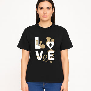 Veterinary Love Decor: Heartwarming Wall Art for Pet Owners - Cute Rabbit, Dog, Cat, and Medical Symbols - T-shirt 1758347430785.jpg