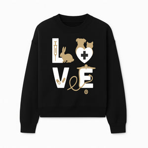 Veterinary Love Decor: Heartwarming Wall Art for Pet Owners - Cute Rabbit, Dog, Cat, and Medical Symbols - Sweatshirt 1758347431052.jpg