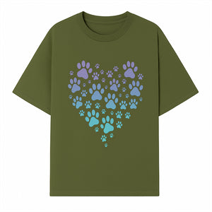 Heart-Shaped Paw Print Wall Art - Cute Pet Lover Decor for Dog and Cat Owners - Pastel Animal Design - T-shirt 1758347431289.jpg
