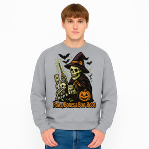 Skeleton Witch Halloween Decor - Paws, Bones & Boo-Boos - Spooky Pet-Themed Art Print for Halloween Celebrations - Sweatshirt 1758347431666.jpg