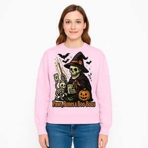 Skeleton Witch Halloween Decor - Paws, Bones & Boo-Boos - Spooky Pet-Themed Art Print for Halloween Celebrations - Sweatshirt 1758347431835.jpg