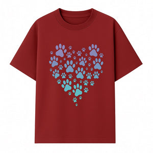 Heart-Shaped Paw Print Wall Art - Cute Pet Lover Decor for Dog and Cat Owners - Pastel Animal Design - T-shirt 1758347431858.jpg