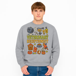 Veterinary Receptionist Art Print - Cute Animal Illustrations, Pet Care Theme, Perfect Gift for Animal Lovers and Vet Professionals - Sweatshirt 1758347431887.jpg