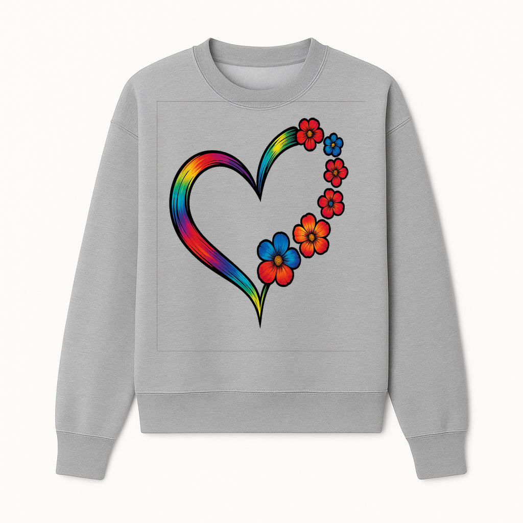 Rainbow Heart Floral Design Wall Art Print - Colorful Flower Heart Illustration for Home Decor, Gift, or Art Collection - Sweatshirt 1758347431935.jpg