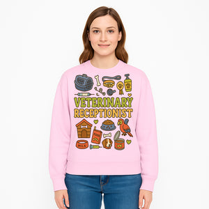 Veterinary Receptionist Art Print - Cute Animal Illustrations, Pet Care Theme, Perfect Gift for Animal Lovers and Vet Professionals - Sweatshirt 1758347432043.jpg