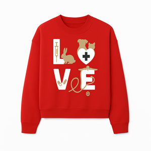Veterinary Love Decor: Heartwarming Wall Art for Pet Owners - Cute Rabbit, Dog, Cat, and Medical Symbols - Sweatshirt 1758347432062.jpg