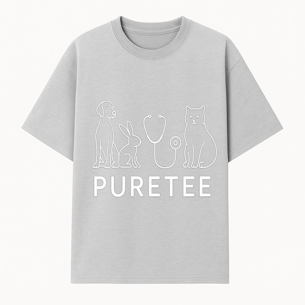 Pet Health Logo - Dog, Cat, Rabbit & Stethoscope Design - PureTee Veterinary Clinic Branding - Modern Pet Care Signage - T-shirt 1758347432141.jpg