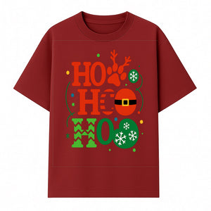 Festive Ho Ho Ho Christmas Wall Art with Snowflakes, Reindeer, and Santa Hat Design - Holiday Decor for Home or Office - T-shirt 1758347432259.jpg
