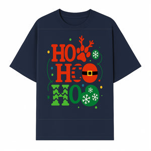 Festive Ho Ho Ho Christmas Wall Art with Snowflakes, Reindeer, and Santa Hat Design - Holiday Decor for Home or Office - T-shirt 1758347432389.jpg