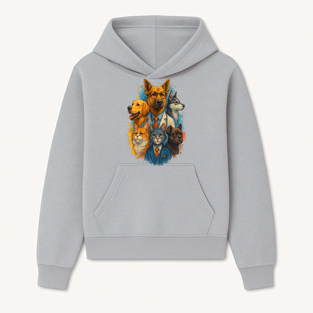 Funny Pets in Suits Art Print - Colorful Dog and Cat Illustration for Home Decor, Animal Lover Gift, Whimsical Animal Portraits - Hoodie 1758347432872.jpg