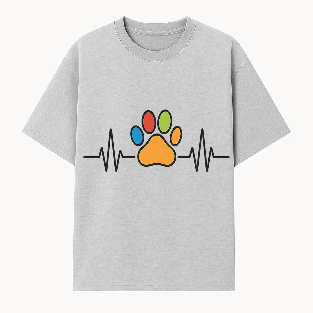 Colorful Paw Print with Heartbeat Design - Pet Lover's Wall Art, Canvas Print, Home Decor, Dog/Cat Owner Gift, Veterinary Theme - T-shirt 1758347433172.jpg