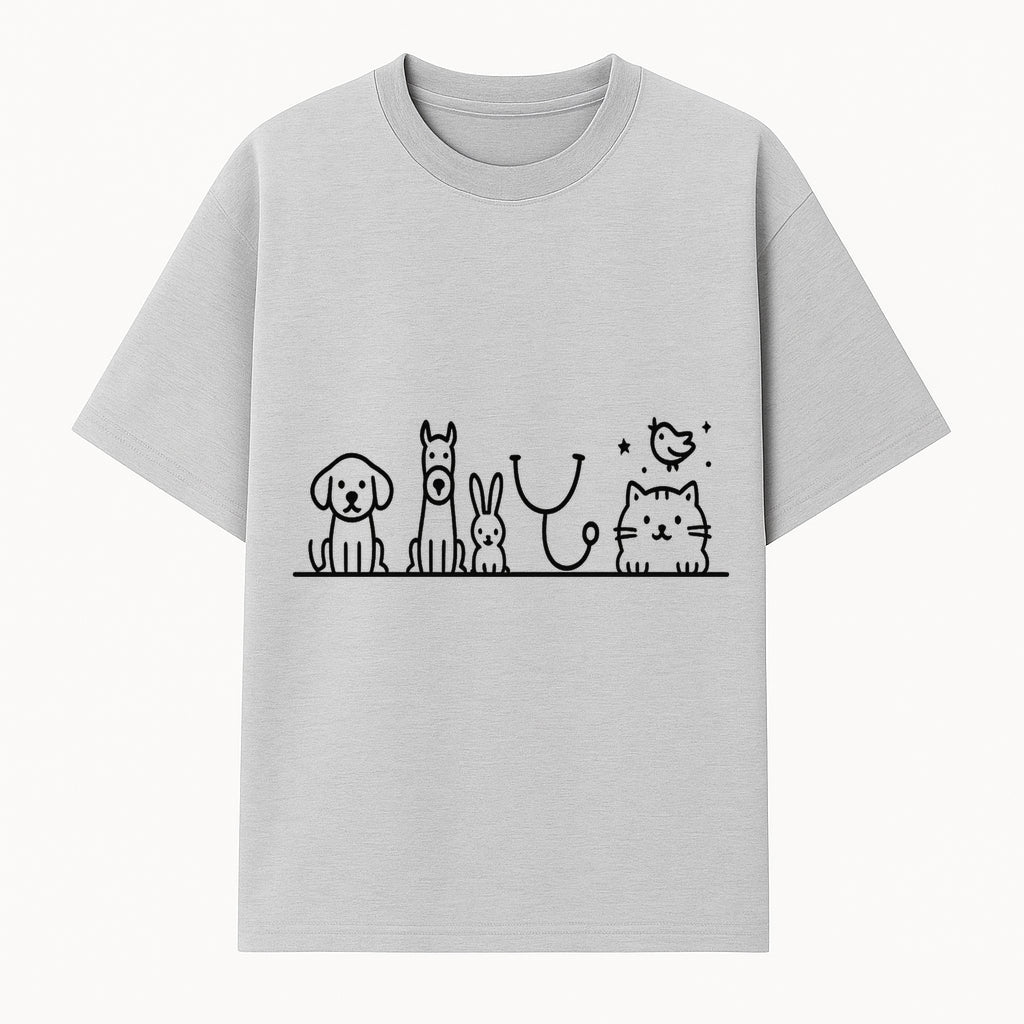 Cute Animal Clinic Logo with Dog, Cat, Rabbit, Stethoscope - Pet Care Illustration for Veterinarians and Animal Lovers - T-shirt 1758347433182.jpg