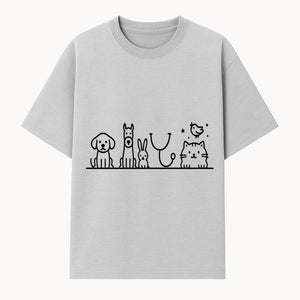 Cute Animal Clinic Logo with Dog, Cat, Rabbit, Stethoscope - Pet Care Illustration for Veterinarians and Animal Lovers - T-shirt 1758347433182.jpg