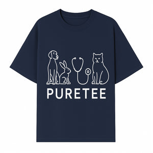 Pet Health Logo - Dog, Cat, Rabbit & Stethoscope Design - PureTee Veterinary Clinic Branding - Modern Pet Care Signage - T-shirt 1758347433203.jpg