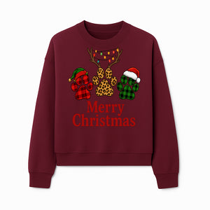 Merry Christmas Pet Paw Print Design with Santa Hats and Holiday Lights - Festive Animal Lover Holiday Decor - Sweatshirt 1758347433470.jpg