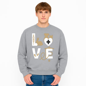 Veterinary Love Decor: Heartwarming Wall Art for Pet Owners - Cute Rabbit, Dog, Cat, and Medical Symbols - Sweatshirt 1758347433473.jpg