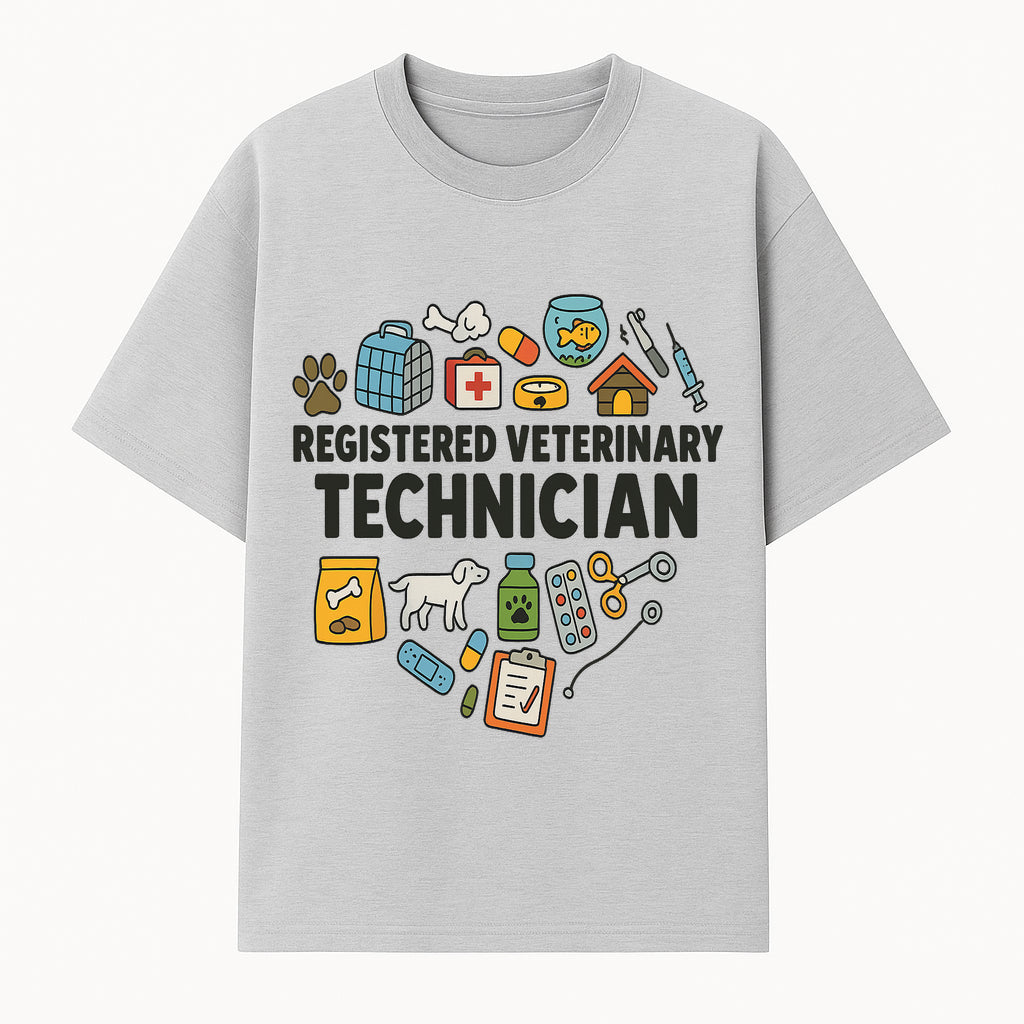 Registered Veterinary Technician Art Print - Pet Care, Animal Health, Veterinary Tools, Cute Dog & Cat Theme Decor - T-shirt 1758347433522.jpg