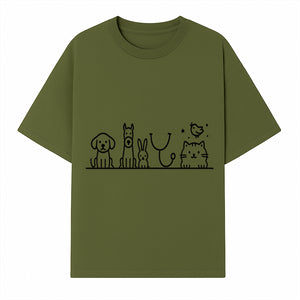Cute Animal Clinic Logo with Dog, Cat, Rabbit, Stethoscope - Pet Care Illustration for Veterinarians and Animal Lovers - T-shirt 1758347433609.jpg
