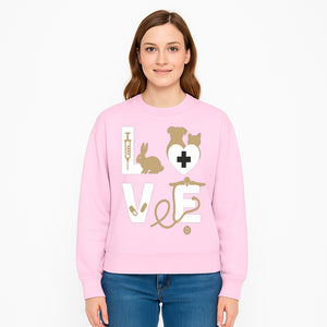 Veterinary Love Decor: Heartwarming Wall Art for Pet Owners - Cute Rabbit, Dog, Cat, and Medical Symbols - Sweatshirt 1758347433613.jpg