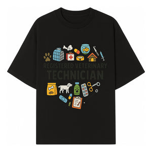 Registered Veterinary Technician Art Print - Pet Care, Animal Health, Veterinary Tools, Cute Dog & Cat Theme Decor - T-shirt 1758347433661.jpg