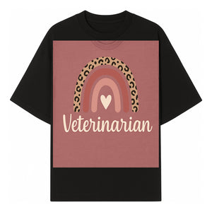 Veterinarian Rainbow Graphic Tee | Cute Animal Lover Shirt | Leopard Print Design | Pet Care Apparel | Gifts for Vet Professionals - T-shirt 1758347433750.jpg