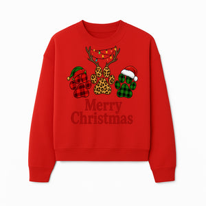 Merry Christmas Pet Paw Print Design with Santa Hats and Holiday Lights - Festive Animal Lover Holiday Decor - Sweatshirt 1758347433761.jpg