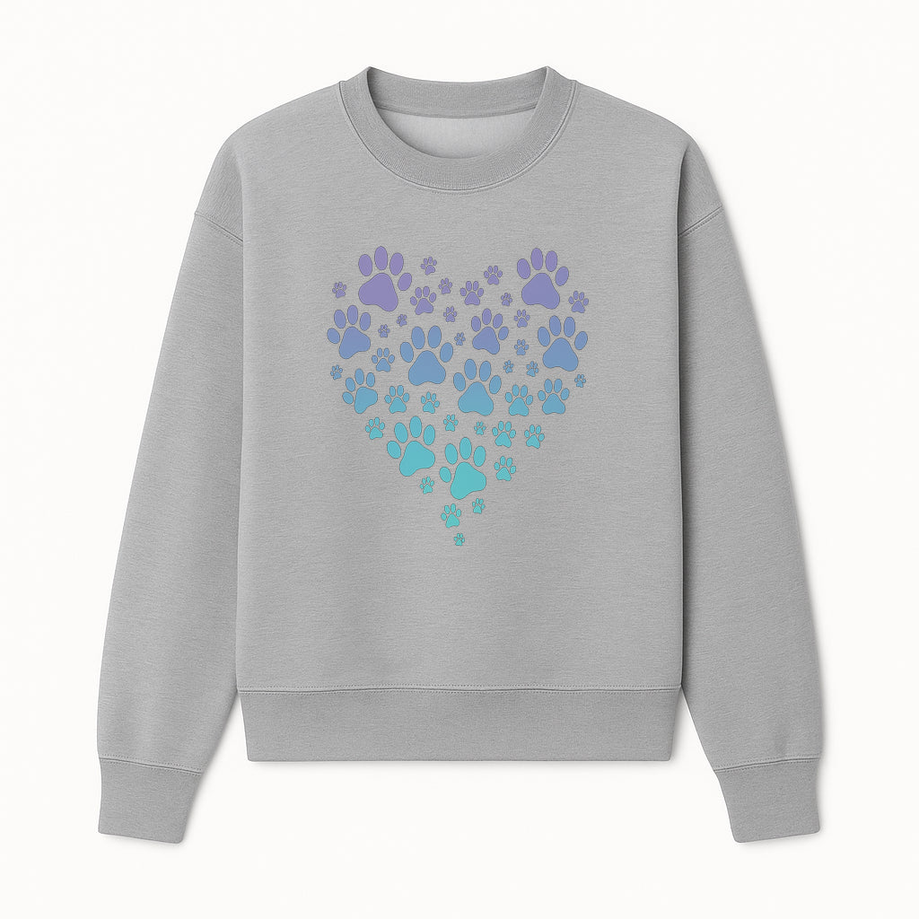 Heart-Shaped Paw Print Wall Art - Cute Pet Lover Decor for Dog and Cat Owners - Pastel Animal Design - Sweatshirt 1758347433793.jpg
