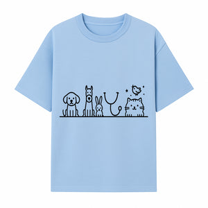 Cute Animal Clinic Logo with Dog, Cat, Rabbit, Stethoscope - Pet Care Illustration for Veterinarians and Animal Lovers - T-shirt 1758347433894.jpg
