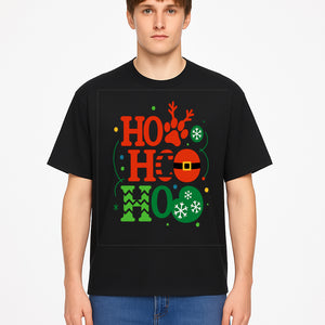 Festive Ho Ho Ho Christmas Wall Art with Snowflakes, Reindeer, and Santa Hat Design - Holiday Decor for Home or Office - T-shirt 1758347433939.jpg