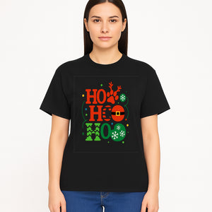 Festive Ho Ho Ho Christmas Wall Art with Snowflakes, Reindeer, and Santa Hat Design - Holiday Decor for Home or Office - T-shirt 1758347434097.jpg