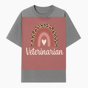 Veterinarian Rainbow Graphic Tee | Cute Animal Lover Shirt | Leopard Print Design | Pet Care Apparel | Gifts for Vet Professionals - T-shirt 1758347434136.jpg