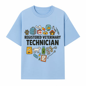 Registered Veterinary Technician Art Print - Pet Care, Animal Health, Veterinary Tools, Cute Dog & Cat Theme Decor - T-shirt 1758347434184.jpg