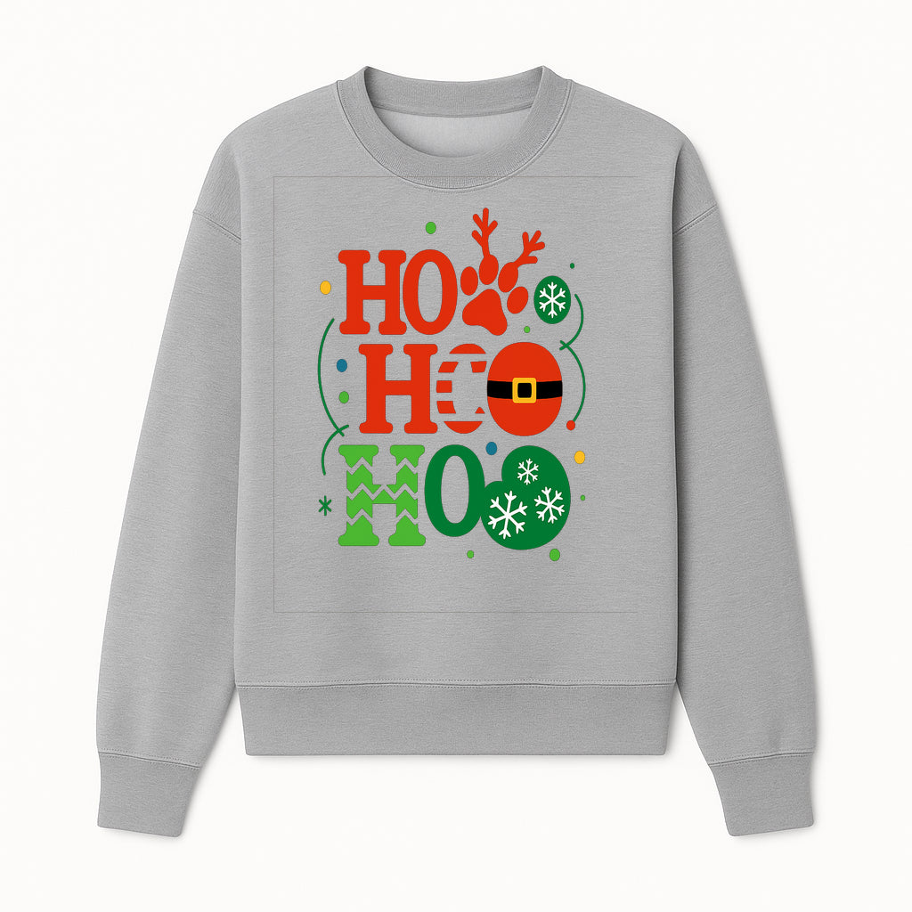 Festive Ho Ho Ho Christmas Wall Art with Snowflakes, Reindeer, and Santa Hat Design - Holiday Decor for Home or Office - Sweatshirt 1758347434229.jpg