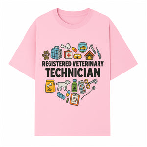 Registered Veterinary Technician Art Print - Pet Care, Animal Health, Veterinary Tools, Cute Dog & Cat Theme Decor - T-shirt 1758347434323.jpg