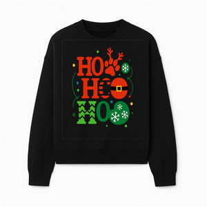Festive Ho Ho Ho Christmas Wall Art with Snowflakes, Reindeer, and Santa Hat Design - Holiday Decor for Home or Office - Sweatshirt 1758347434367.jpg