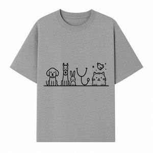 Cute Animal Clinic Logo with Dog, Cat, Rabbit, Stethoscope - Pet Care Illustration for Veterinarians and Animal Lovers - T-shirt 1758347434468.jpg