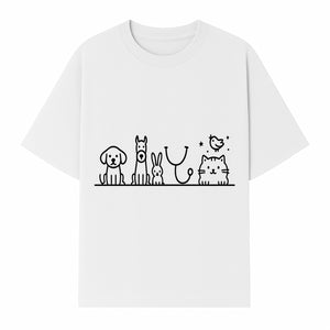 Cute Animal Clinic Logo with Dog, Cat, Rabbit, Stethoscope - Pet Care Illustration for Veterinarians and Animal Lovers - T-shirt 1758347434603.jpg