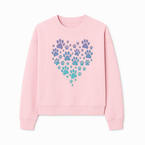 Heart-Shaped Paw Print Wall Art - Cute Pet Lover Decor for Dog and Cat Owners - Pastel Animal Design - Sweatshirt 1758347434645.jpg