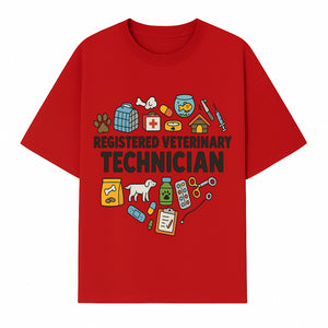 Registered Veterinary Technician Art Print - Pet Care, Animal Health, Veterinary Tools, Cute Dog & Cat Theme Decor - T-shirt 1758347434662.jpg
