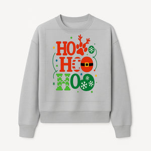 Festive Ho Ho Ho Christmas Wall Art with Snowflakes, Reindeer, and Santa Hat Design - Holiday Decor for Home or Office - Sweatshirt 1758347434802.jpg