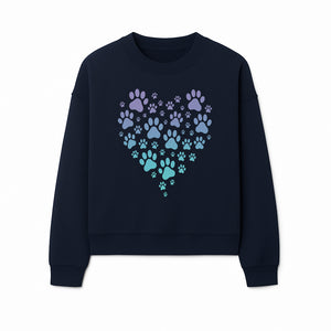 Heart-Shaped Paw Print Wall Art - Cute Pet Lover Decor for Dog and Cat Owners - Pastel Animal Design - Sweatshirt 1758347434897.jpg