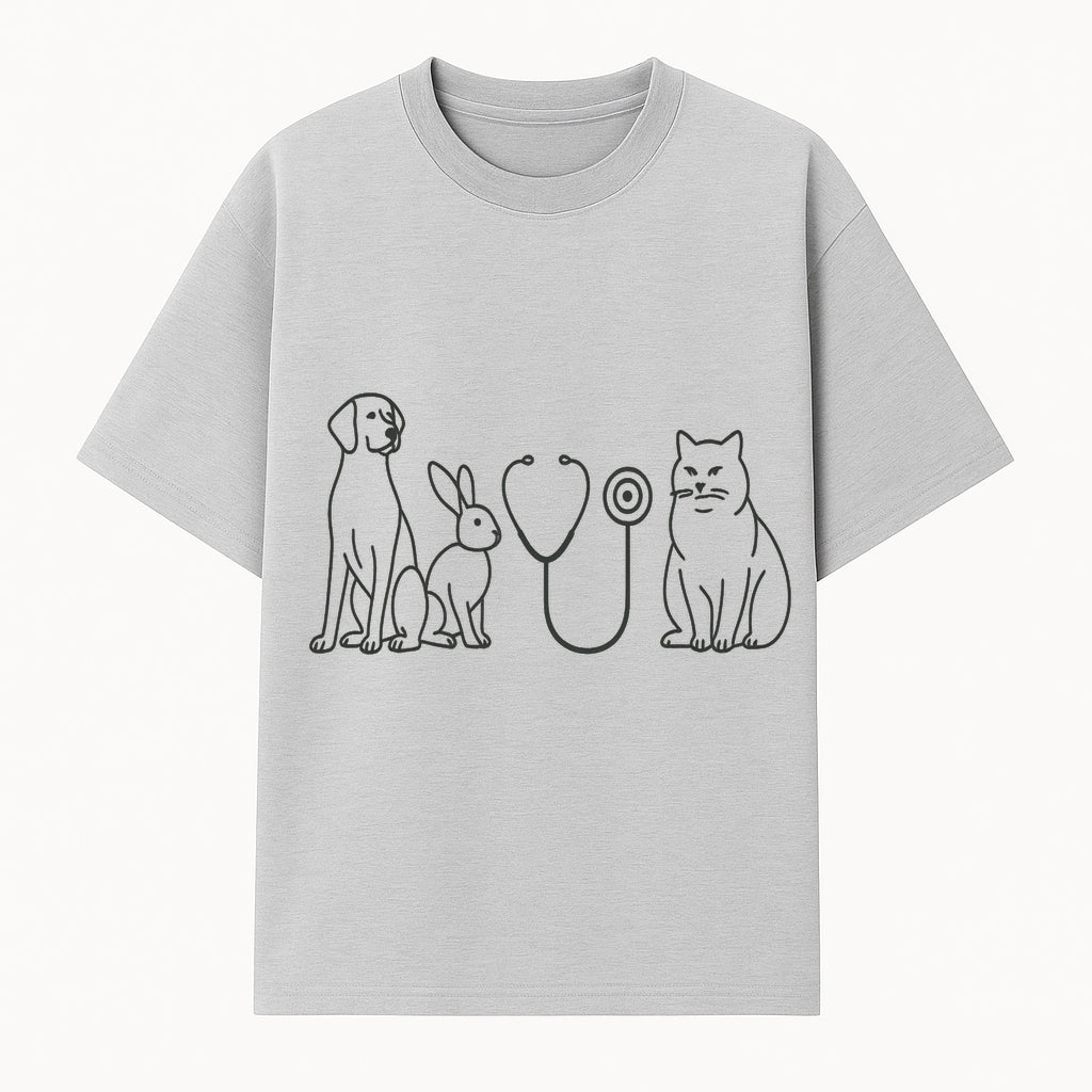 Pet Veterinary Stethoscope Art Print - Dog, Cat, Rabbit Illustration for Animal Lovers, Vet Clinics, Home Decor - T-shirt 1758347435074.jpg
