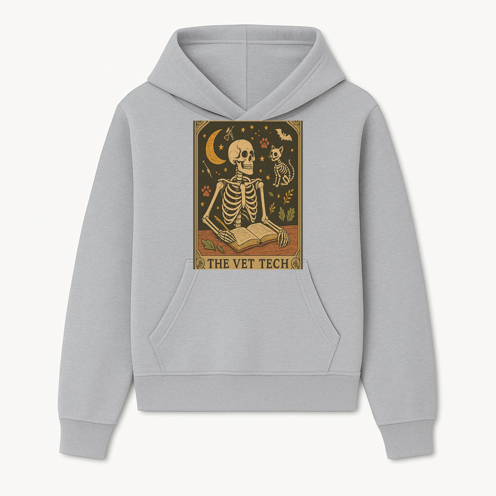 Vintage Skeleton Vet Tech Art Print - Halloween Decor, Veterinary Gift, Cute Cat & Skull Illustration, Medical Theme Wall Art - Hoodie 1758347435187.jpg