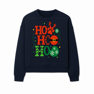 Festive Ho Ho Ho Christmas Wall Art with Snowflakes, Reindeer, and Santa Hat Design - Holiday Decor for Home or Office - Sweatshirt 1758347435363.jpg