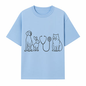 Pet Veterinary Stethoscope Art Print - Dog, Cat, Rabbit Illustration for Animal Lovers, Vet Clinics, Home Decor - T-shirt 1758347435715.jpg