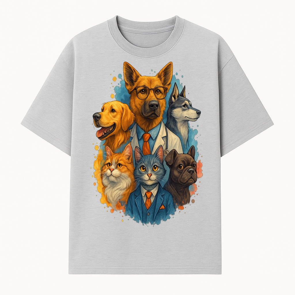 Funny Pets in Suits Art Print - Colorful Dog and Cat Illustration for Home Decor, Animal Lover Gift, Whimsical Animal Portraits - T-shirt 1758347435915.jpg