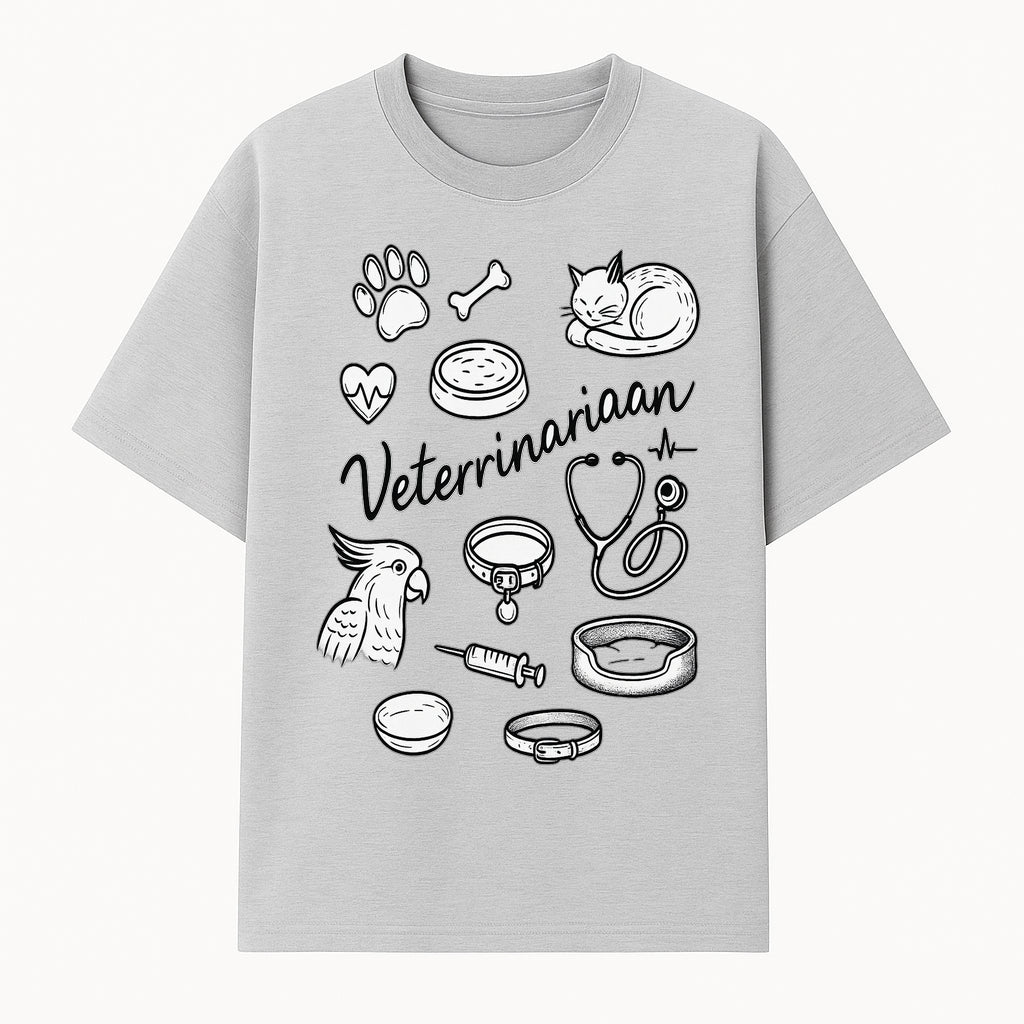 Veterinarian-Themed Wall Art with Pets, Medical Tools, and Paw Print Illustrations for Animal Lovers and Vet Offices - T-shirt 1758347436005.jpg