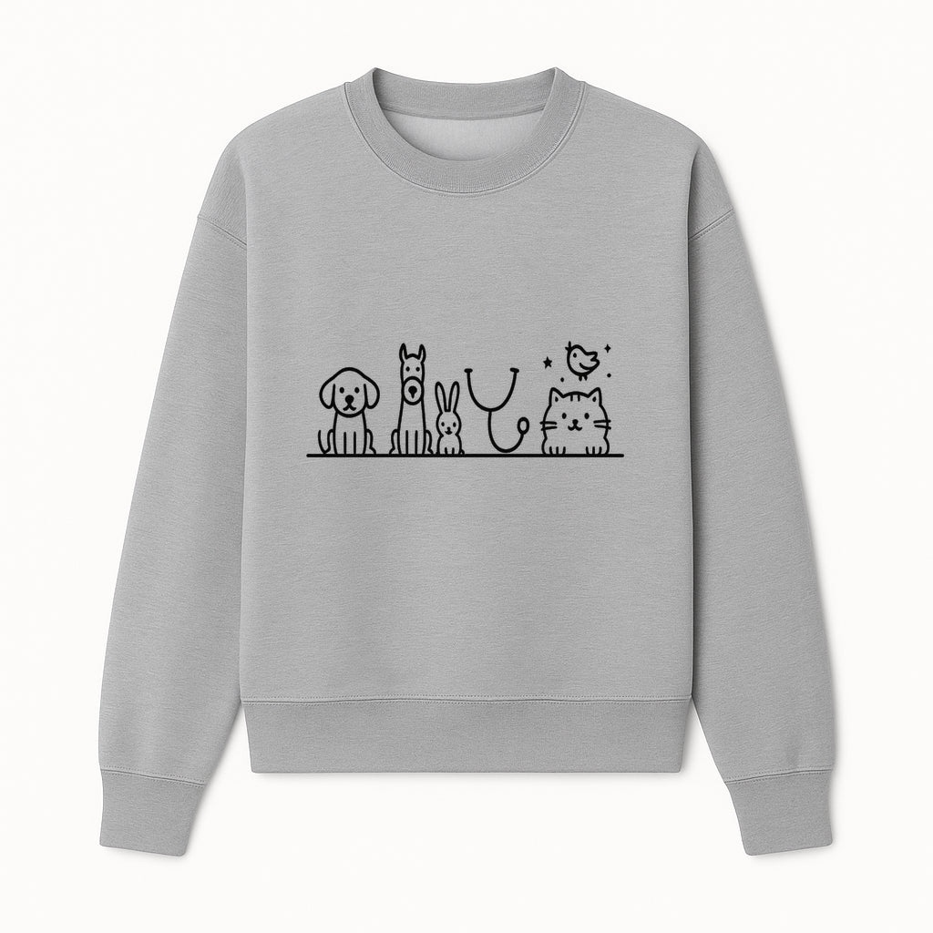 Cute Animal Clinic Logo with Dog, Cat, Rabbit, Stethoscope - Pet Care Illustration for Veterinarians and Animal Lovers - Sweatshirt 1758347436012.jpg