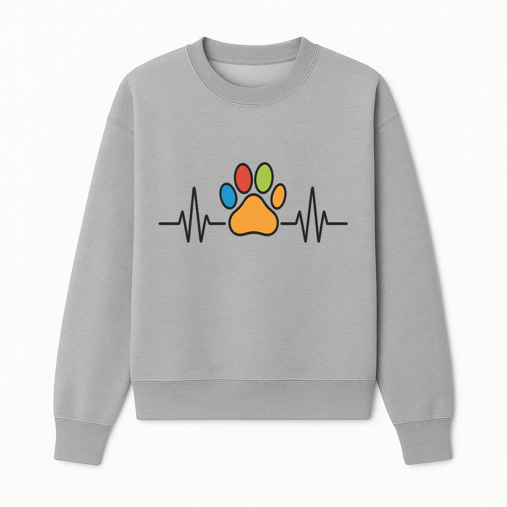 Colorful Paw Print with Heartbeat Design - Pet Lover's Wall Art, Canvas Print, Home Decor, Dog/Cat Owner Gift, Veterinary Theme - Sweatshirt 1758347436081.jpg