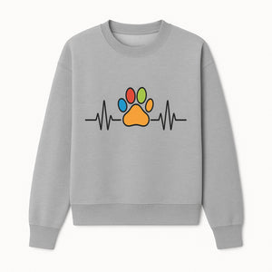 Colorful Paw Print with Heartbeat Design - Pet Lover's Wall Art, Canvas Print, Home Decor, Dog/Cat Owner Gift, Veterinary Theme - Sweatshirt 1758347436081.jpg